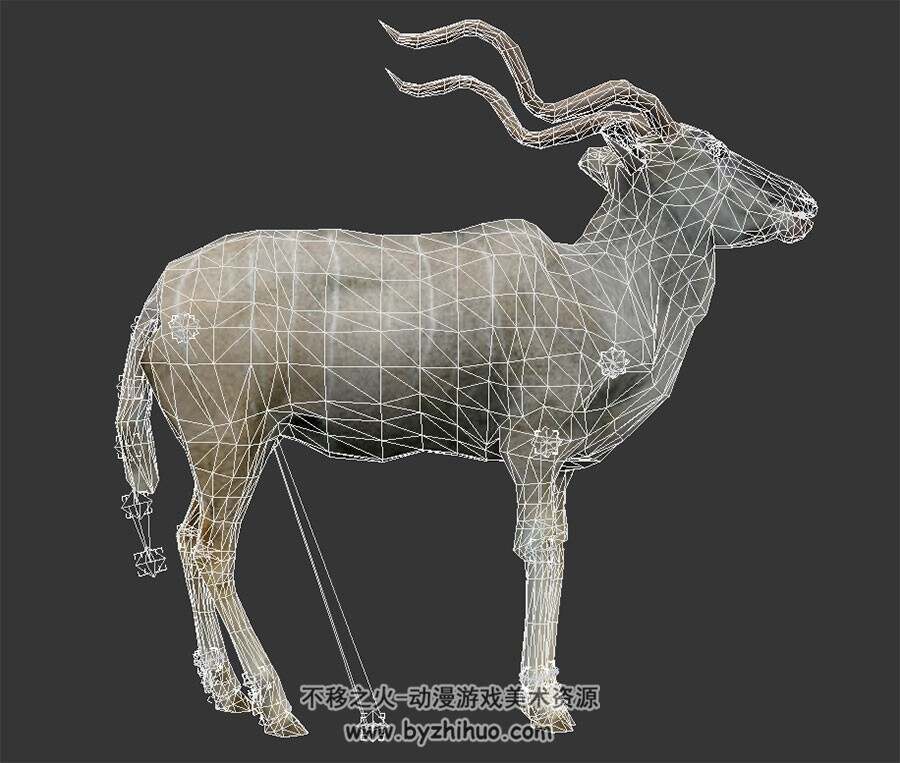 羚羊 写实风 有骨骼绑定和动作 3D模型百度网盘下载