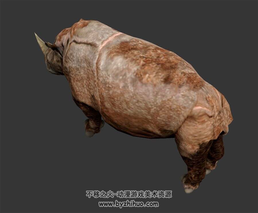 犀牛 写实风 四角面 有骨骼 3D模型百度网盘下载