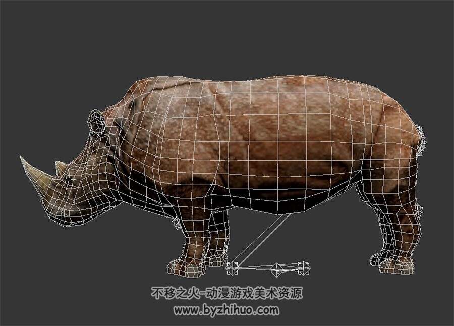 犀牛 写实风 四角面 有骨骼 3D模型百度网盘下载