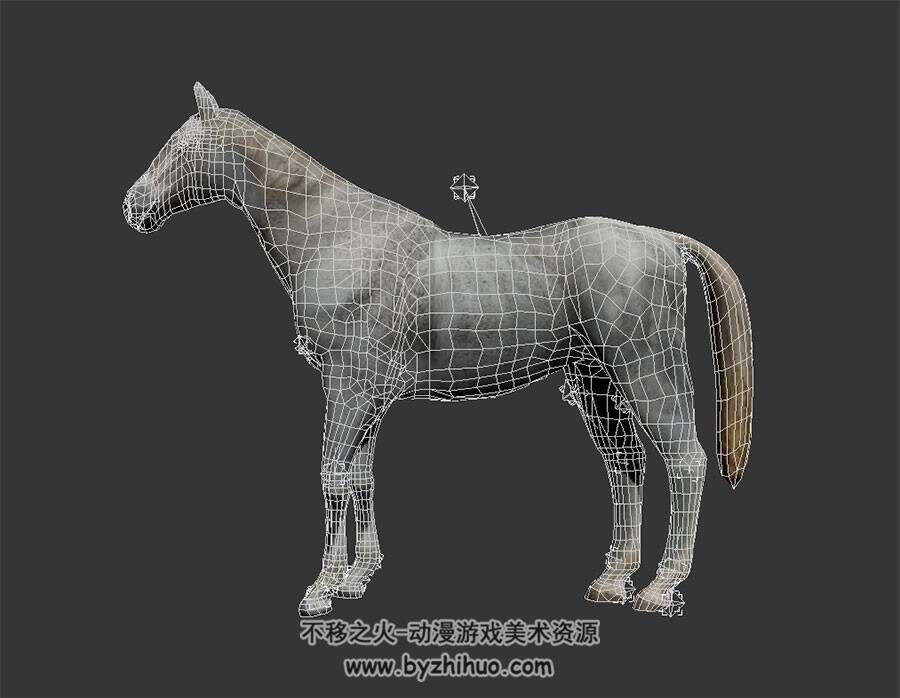 白马 写实风 四角面 有骨骼和动作 3D模型百度网盘下载