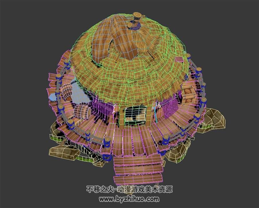 草房 木棚 卡通风建筑 四角面 3D模型百度网盘下载