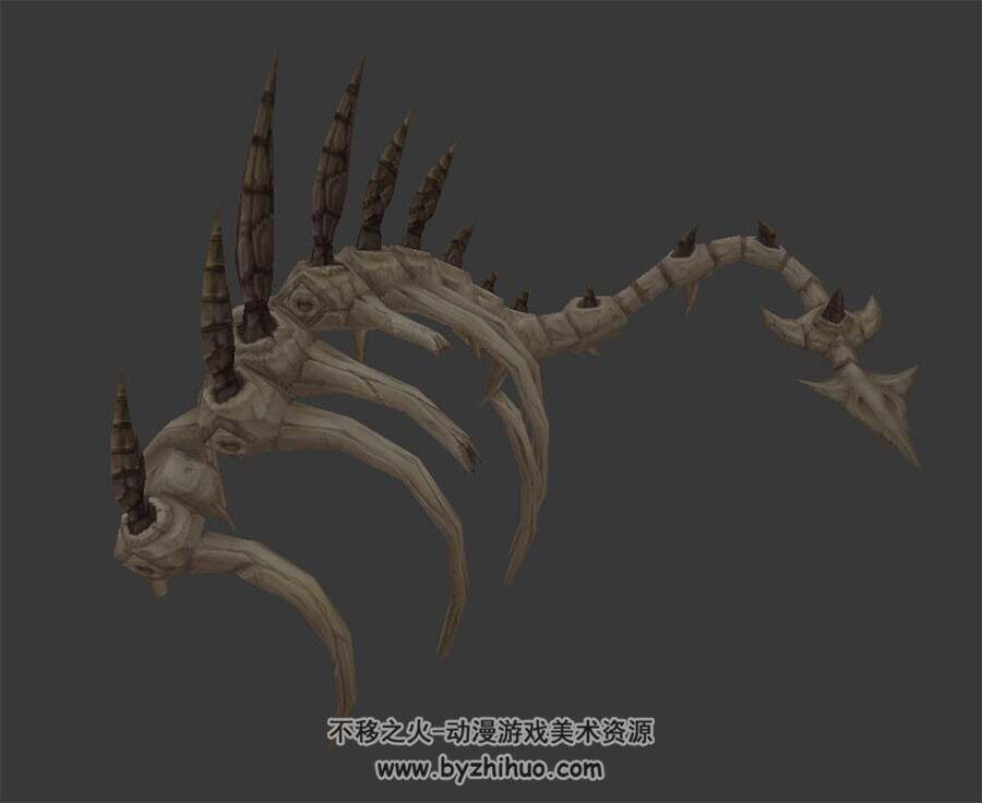 怪兽骸骨 骨骼 场景道具 四角面 3D模型百度网盘下载