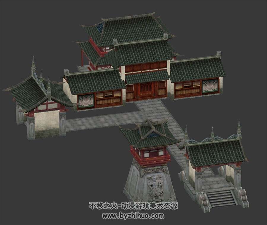 古代建筑 偏殿 中国风房屋 3D模型百度网盘下载