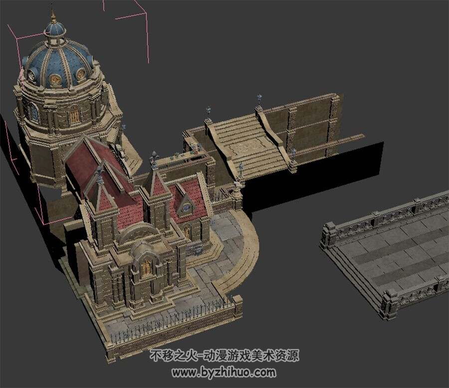 西方建筑 古典风格图书馆 四角面 3D模型百度网盘下载
