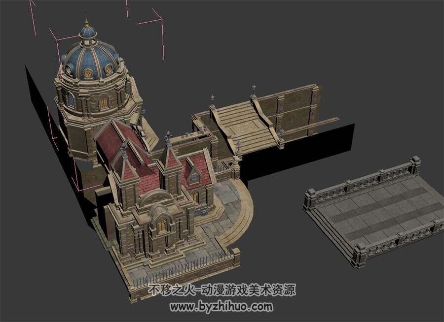 西方建筑 古典风格图书馆 四角面 3D模型百度网盘下载