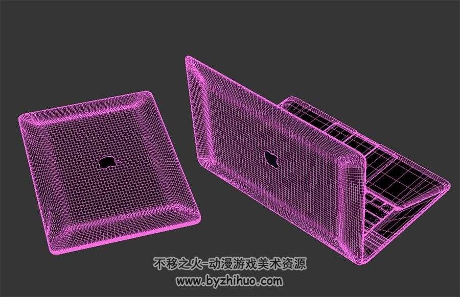 Macbook 苹果笔记本 四角面高模 3D模型百度网盘下载