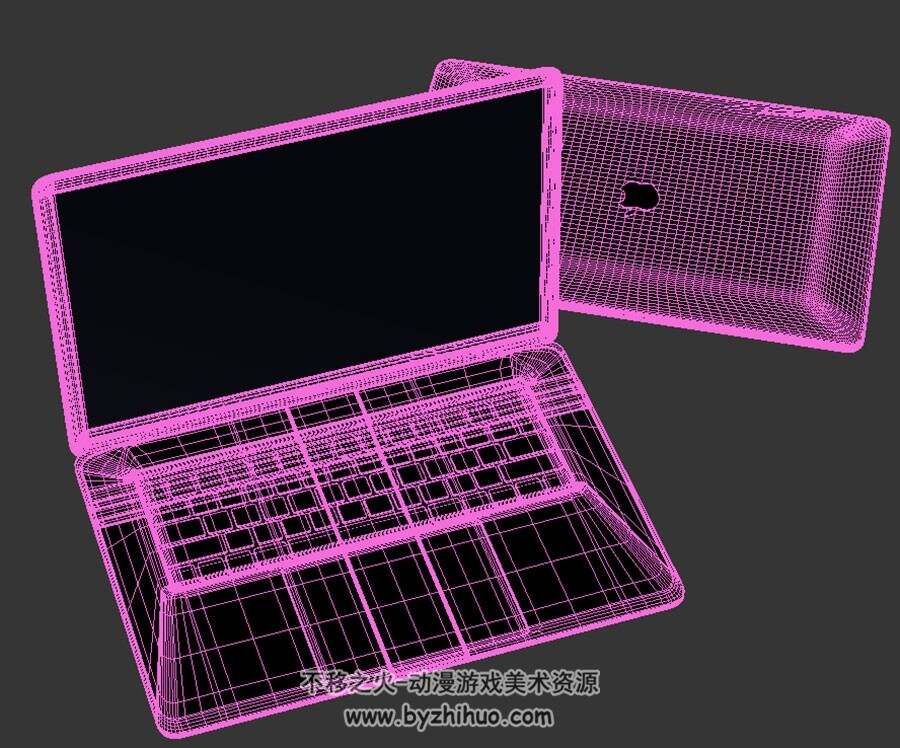 Macbook 苹果笔记本 四角面高模 3D模型百度网盘下载