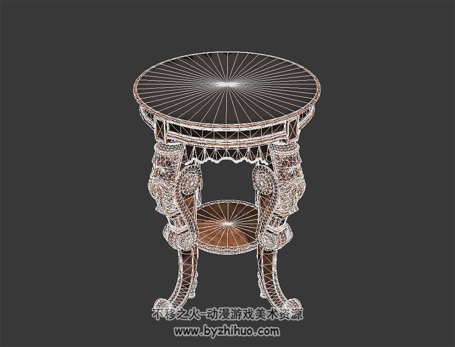 古典圆桌 精致雕花家具 3D模型百度网盘下载
