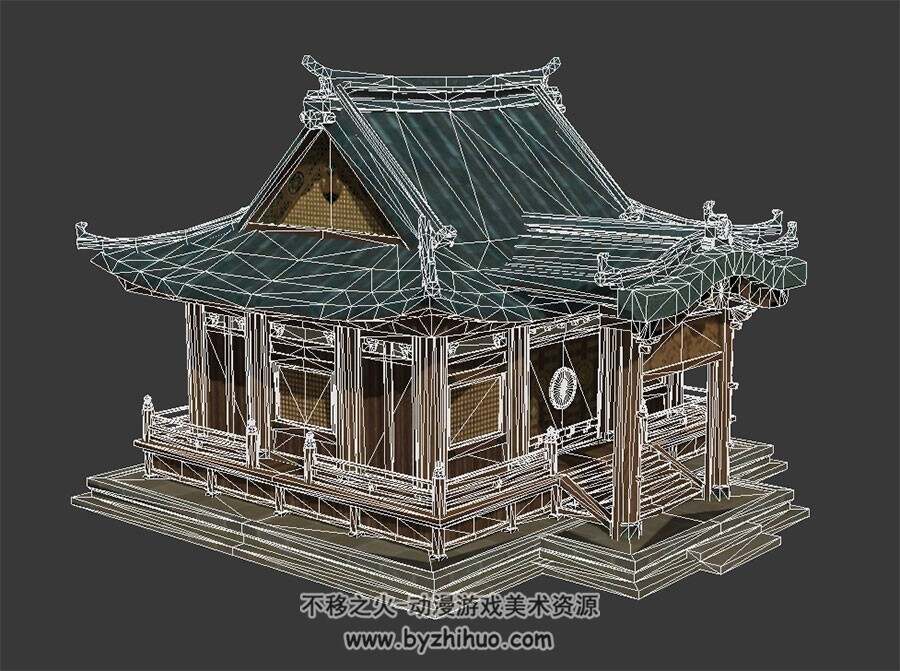 东方古典建筑 单体木结构房子 3D模型百度网盘下载