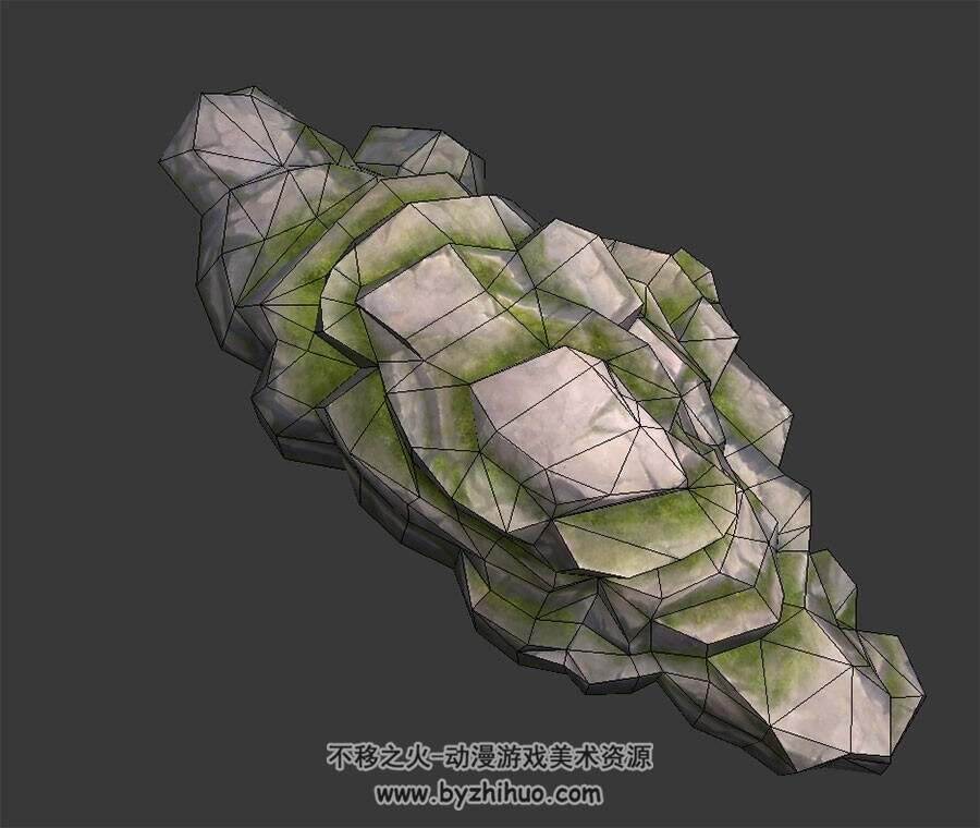 长苔藓的石头 四角面 3D模型百度网盘下载