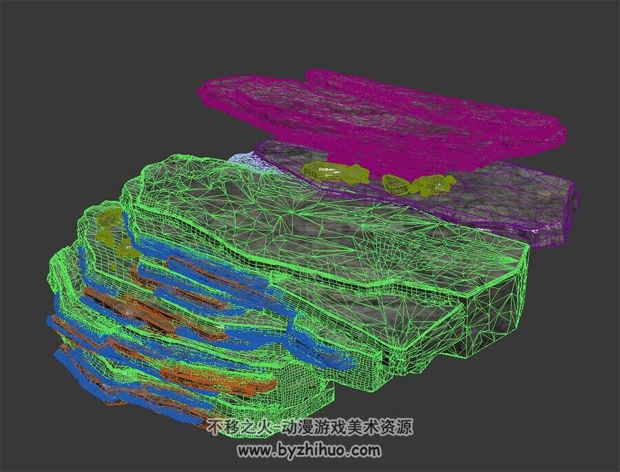 山体石头 岩层 四角面 高精3D模型百度网盘下载