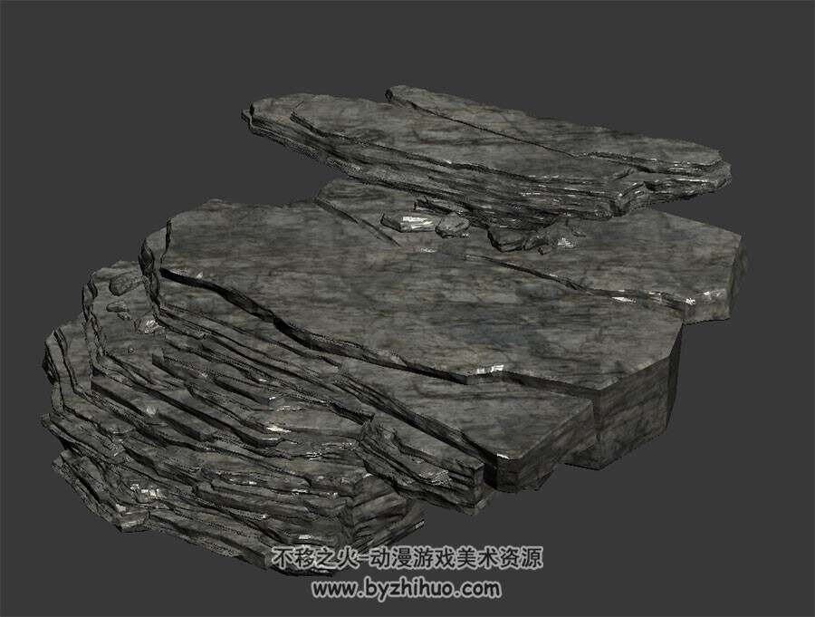 山体石头 岩层 四角面 高精3D模型百度网盘下载