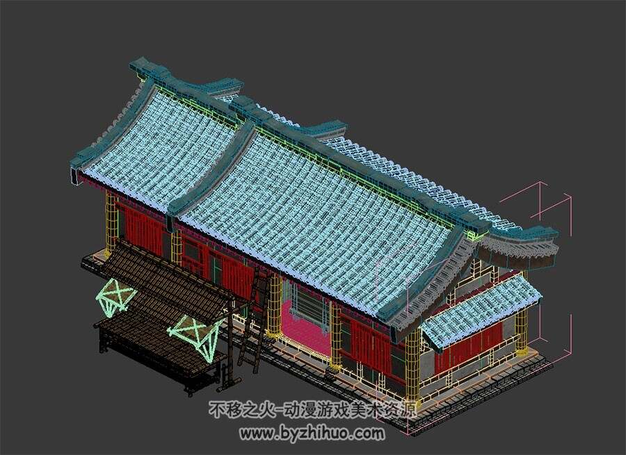 竹器店 古代商店 四角面 精致3D模型百度网盘下载