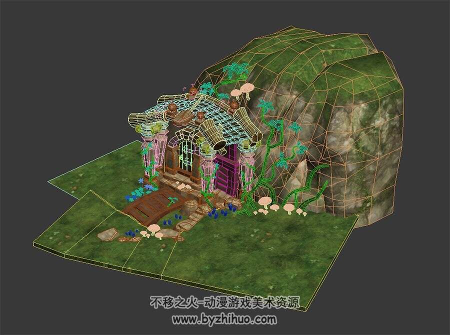 峡谷小屋 Q版场景 四角面模型 百度网盘下载