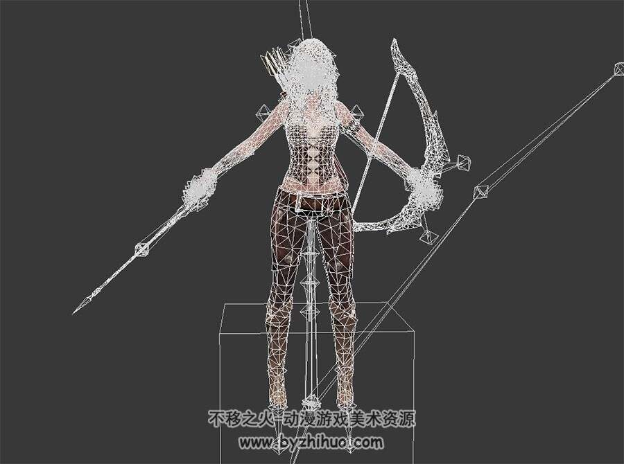 少女弓箭手 猎人 有绑定骨骼 高精3D模型 百度网盘下载