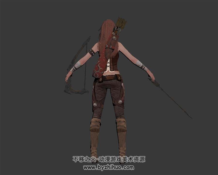 少女弓箭手 猎人 有绑定骨骼 高精3D模型 百度网盘下载