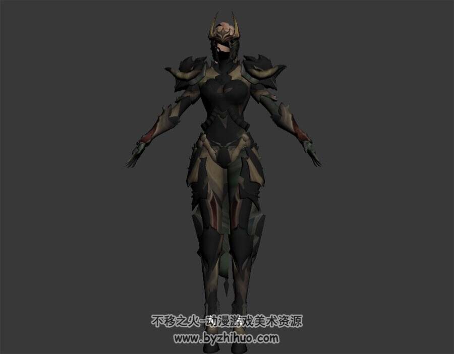 铠甲女战士 有骨骼绑定 3D模型 百度网盘下载