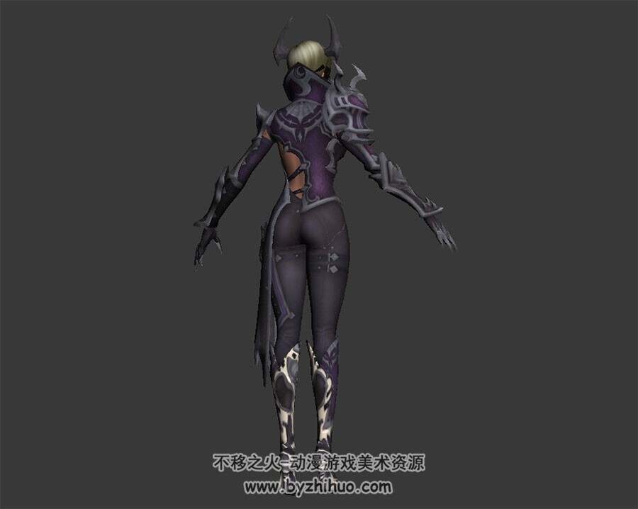 金短发女战士 四角面 3D模型 有绑定骨骼  百度网盘下载