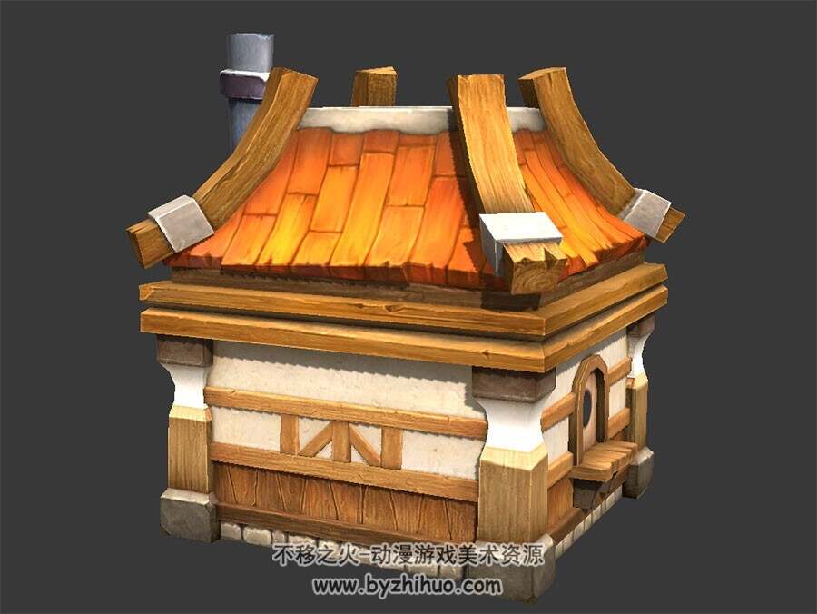 烟囱小屋 卡通建筑 3D模型 百度网盘下载