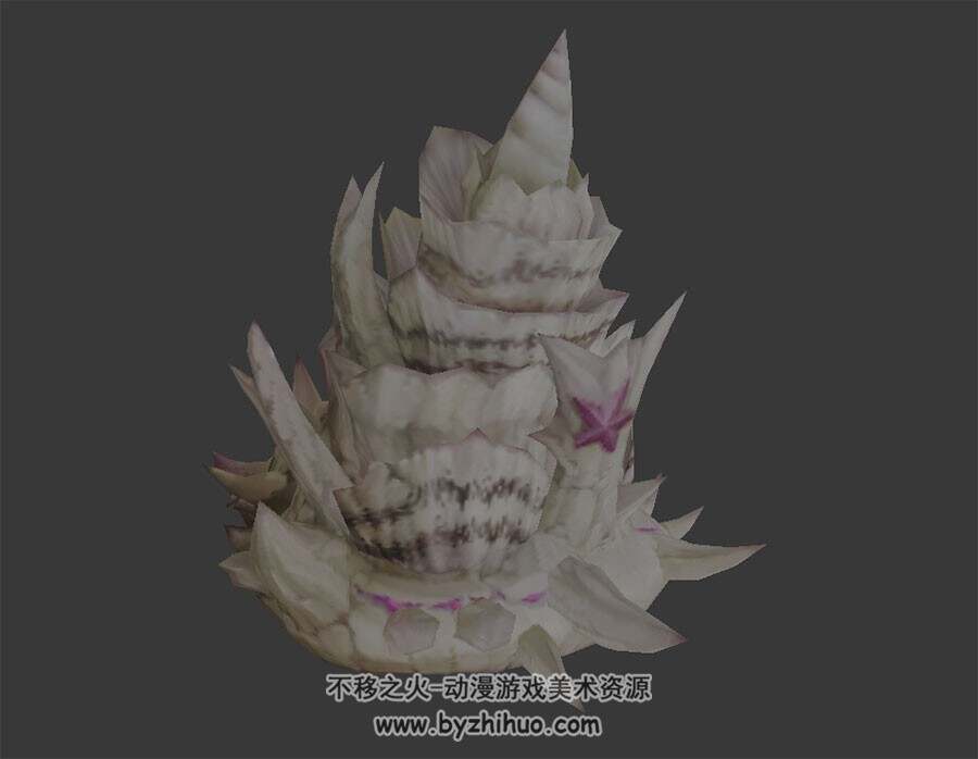 白色海螺 海洋场景道具 3D模型 四角面 百度网盘下载