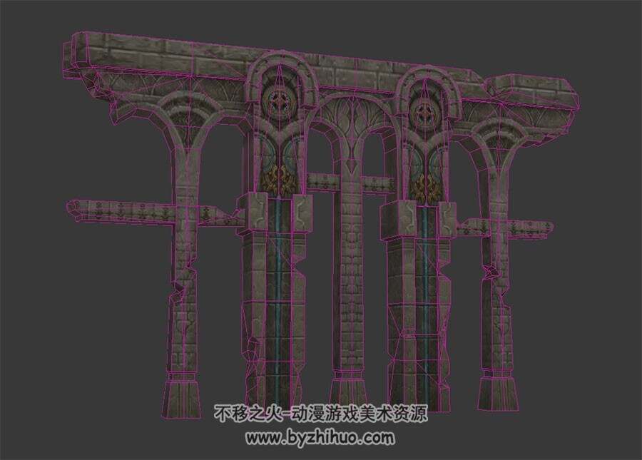 魔幻风建筑 柱子 3D模型 四角面 百度网盘下载