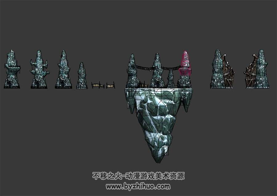 雪山 山顶石尖 3D模型 四角面 百度网盘下载