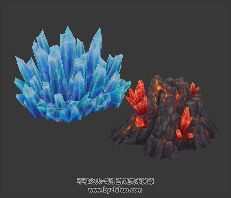 火山口 水晶 3D模型 卡通风 四角面 百度网盘下载