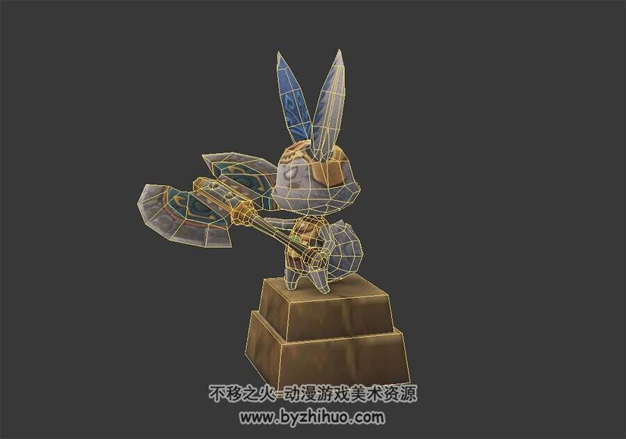 卡通兔子雕塑 3D模型 四角面 百度网盘下载