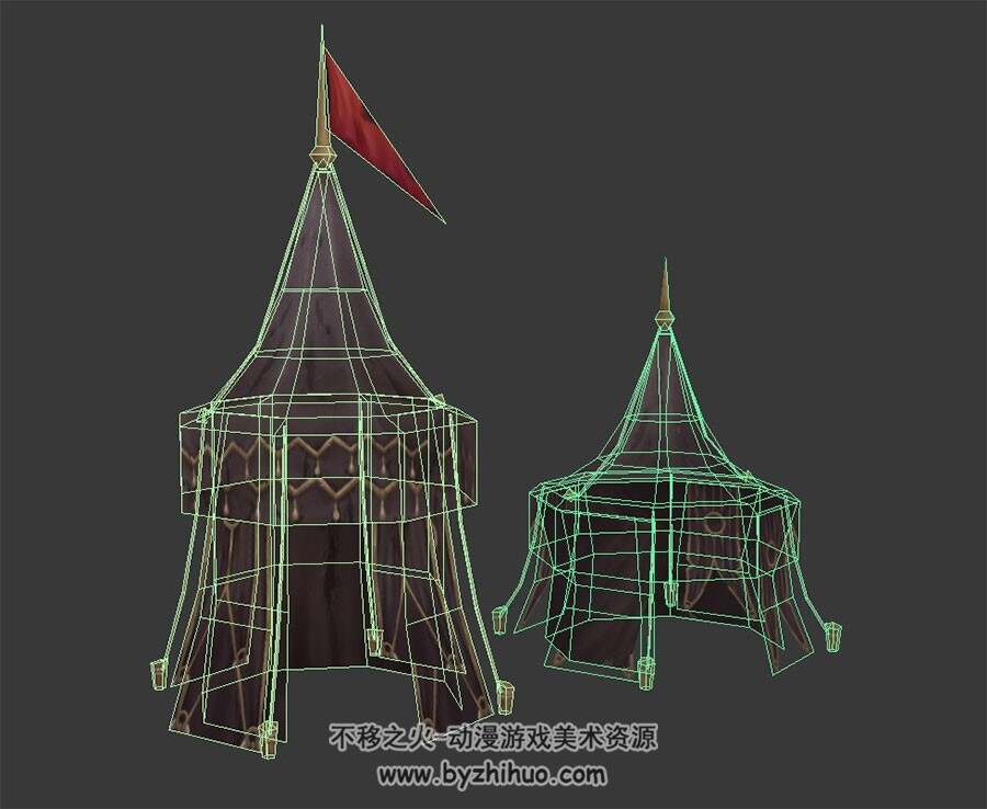 马戏团帐篷 四角面 3D模型 百度网盘下载
