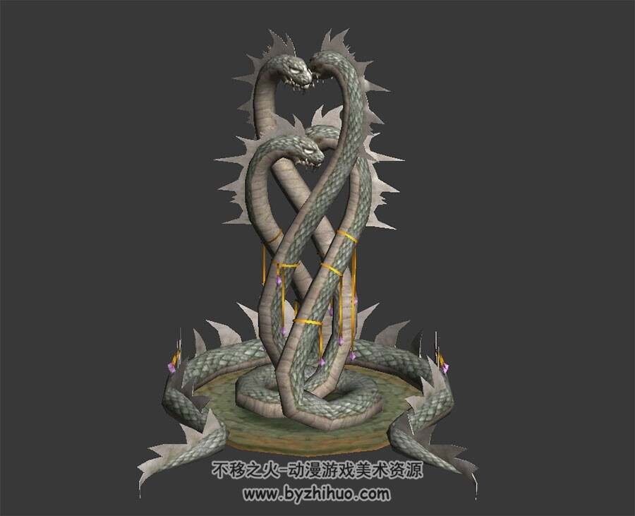 蛇妖雕塑 图腾 3D模型 四角面 百度网盘下载