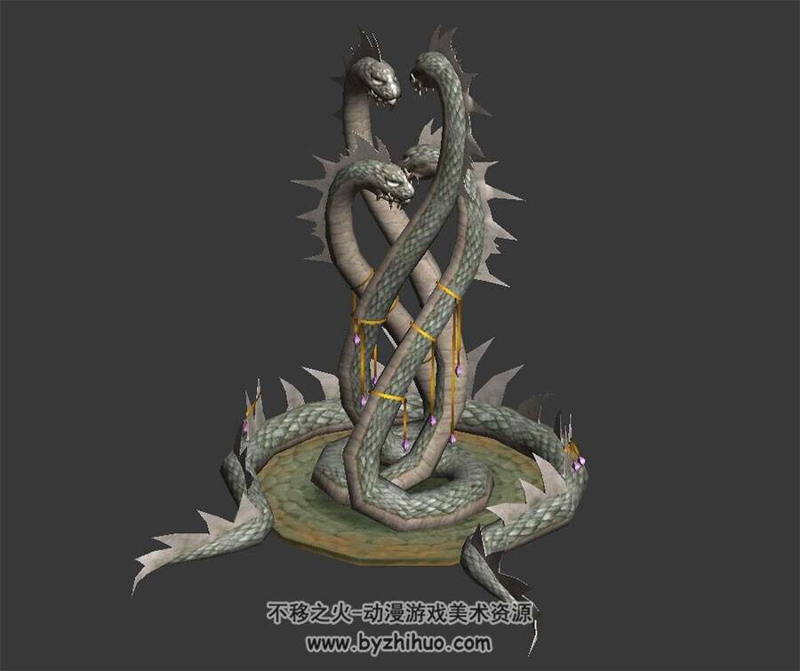蛇妖雕塑 图腾 3D模型 四角面 百度网盘下载