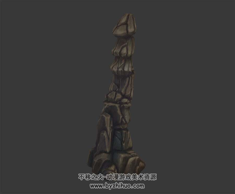 褐色石柱 3D模型 四角面 百度网盘下载