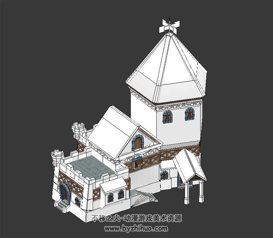 古代欧洲城镇建筑 3D模型 四角面 百度网盘下载