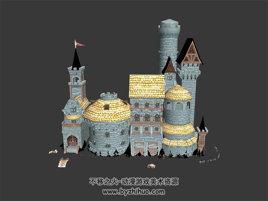 中世纪建筑合集 3D模型 四角面 百度网盘下载
