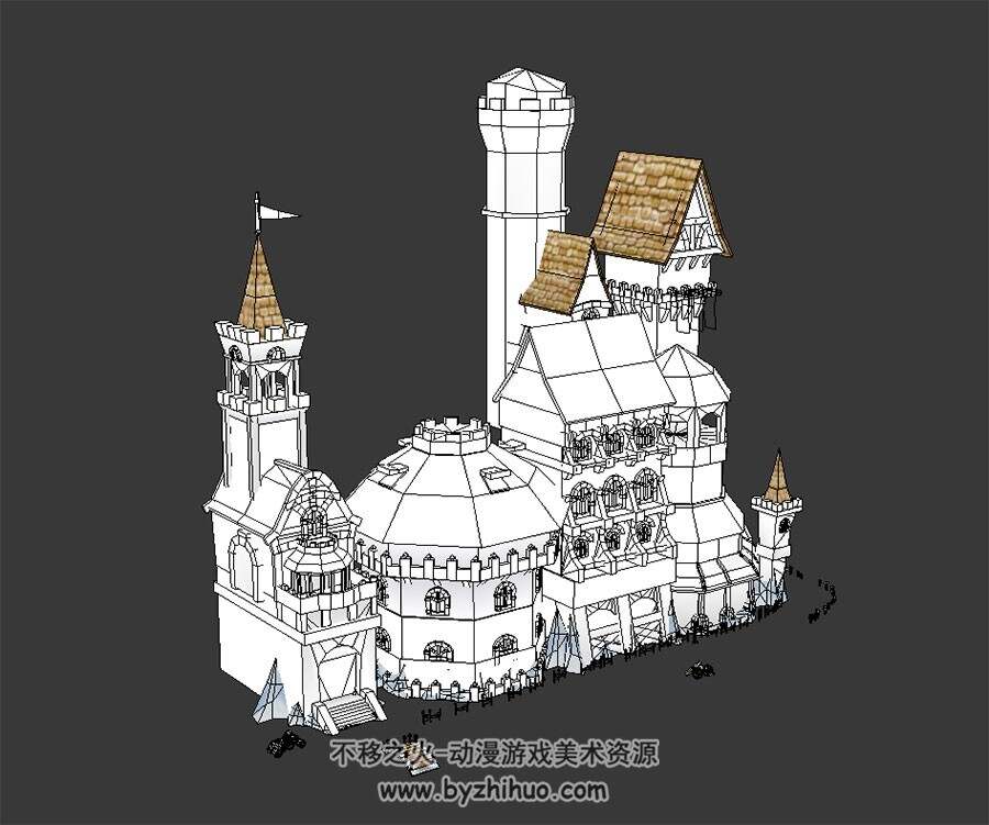 中世纪建筑合集 3D模型 四角面 百度网盘下载