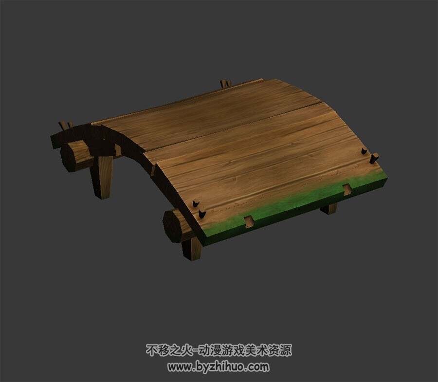 木头矮桥 3D模型 四角面 百度网盘下载