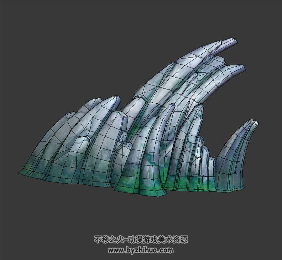 海浪型石头 3D模型 四角面 百度网盘下载