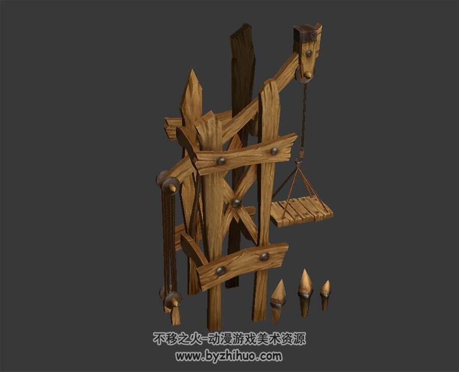 木头吊车起重机 3D模型 百度网盘下载