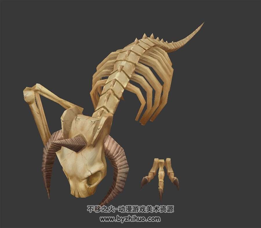 怪兽龙骨 3D模型 四角面 百度网盘下载
