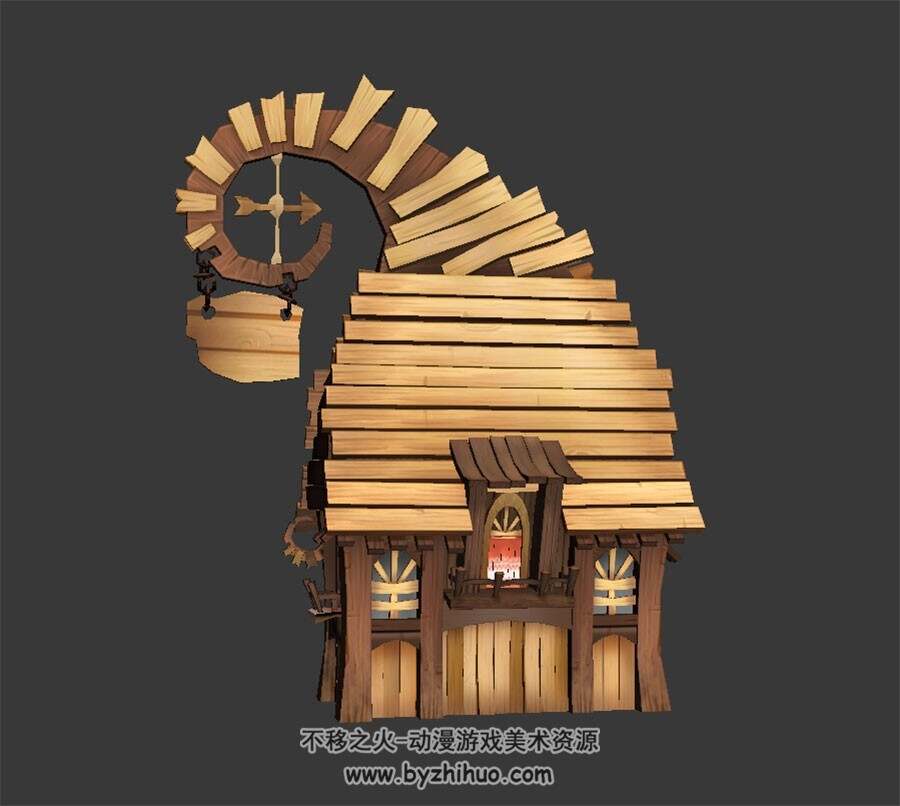 卡通小木屋 3D模型 四角面 百度网盘下载