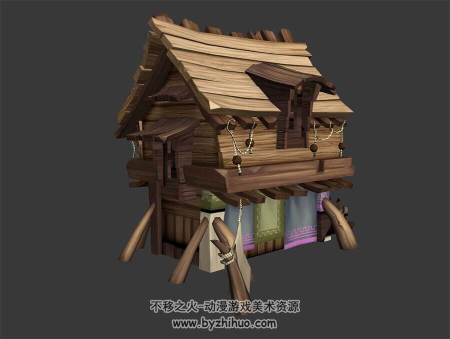 卡通乡村木屋 3D模型 百度网盘下载