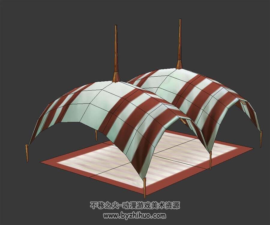连体帐篷 3D模型 四角面 百度网盘下载
