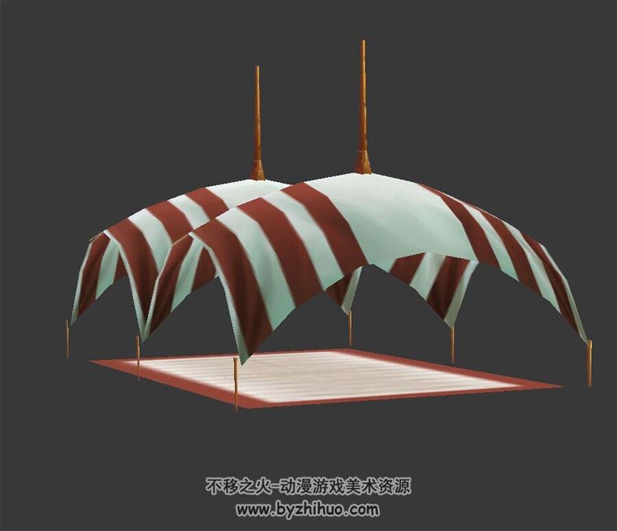 连体帐篷 3D模型 四角面 百度网盘下载