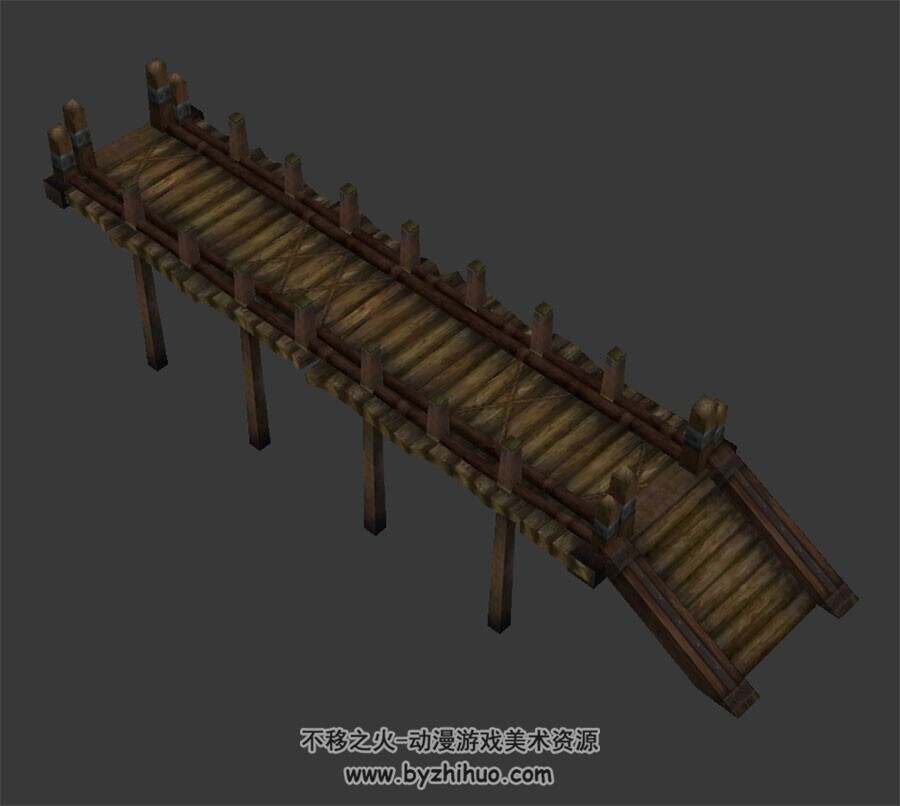 破损的木桥 3D模型 四角面 百度网盘下载