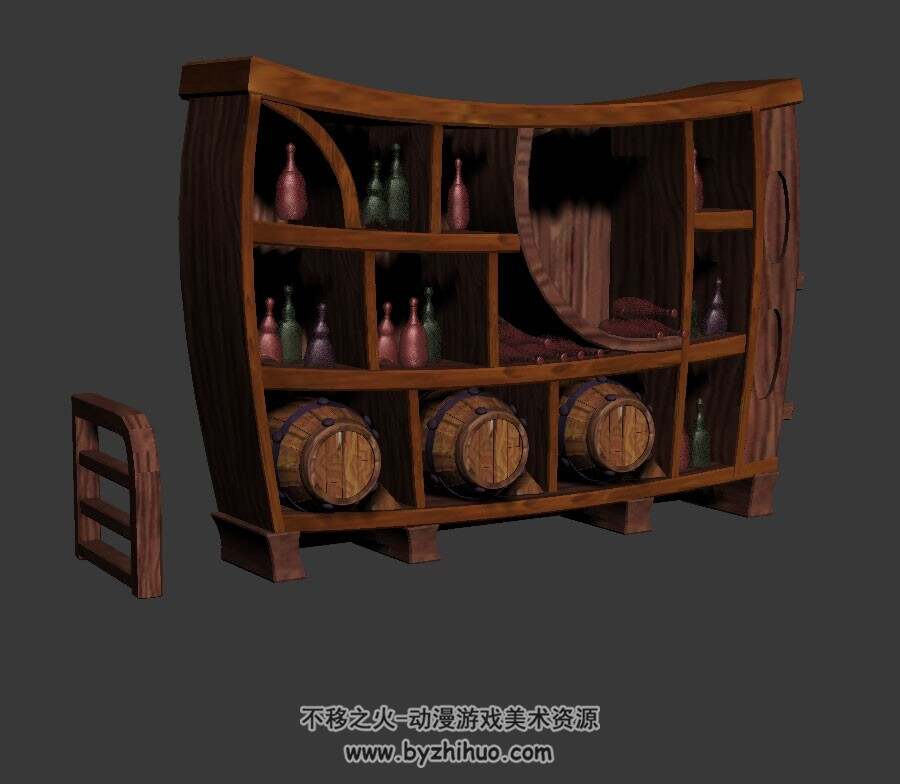 吧台酒柜 3D模型 四角面 百度网盘下载