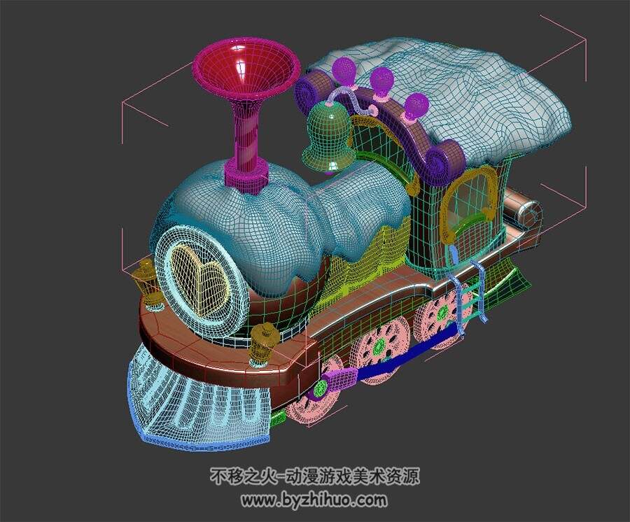 卡通玩具小火车 3D模型 四角面高模 百度网盘下载
