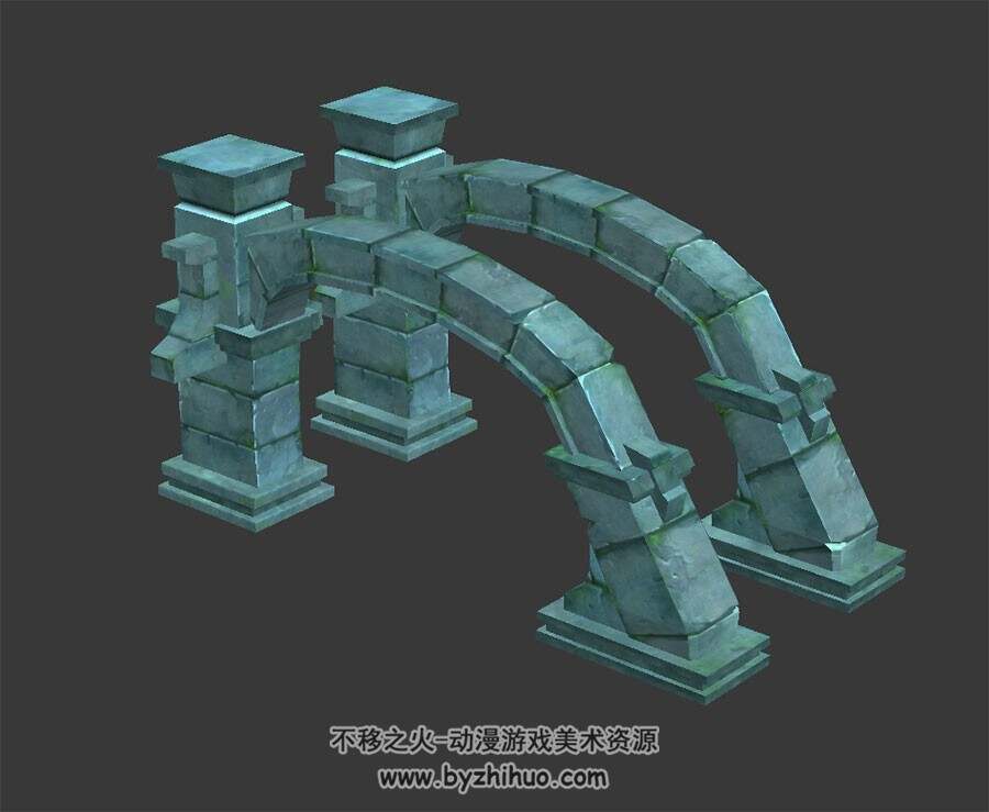 拱形石柱 3D模型 四角面 百度网盘下载