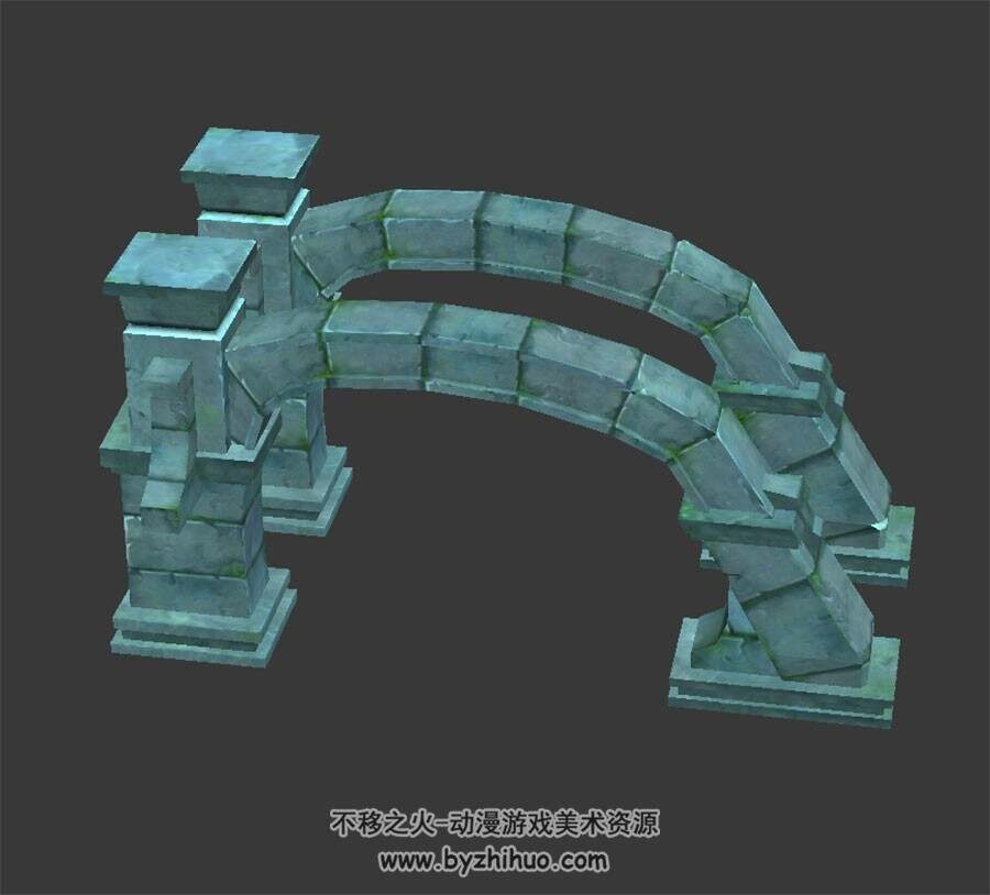 拱形石柱 3D模型 四角面 百度网盘下载