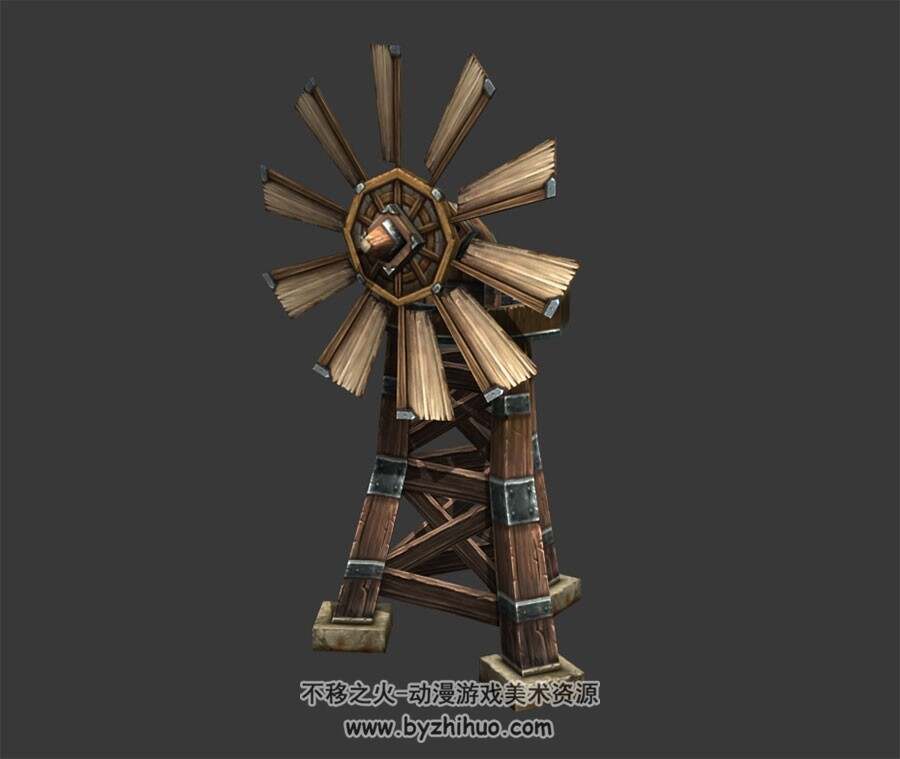 木架风车 3D模型 四角面 百度网盘下载在