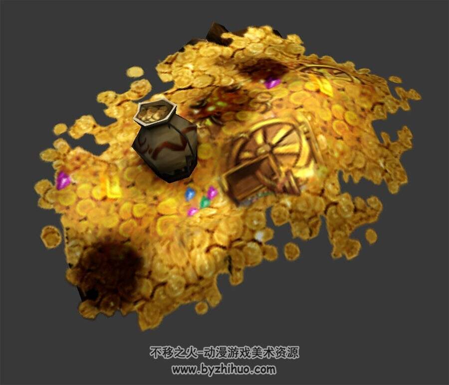 金币宝藏 3D模型 四角面 百度网盘下载